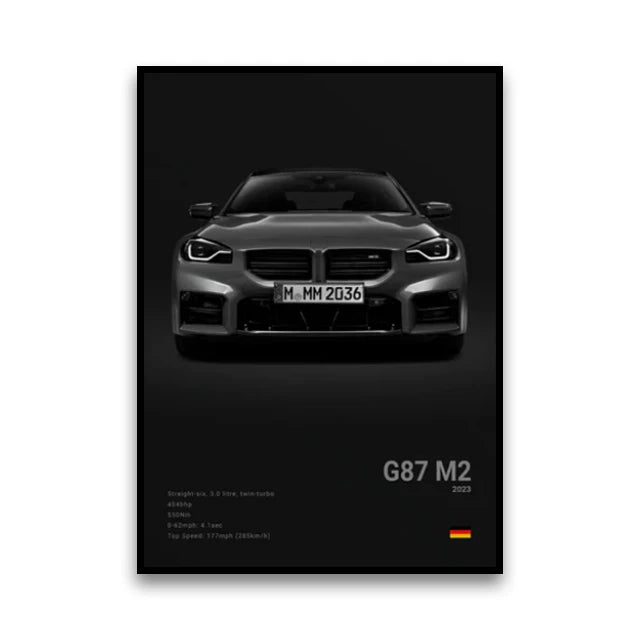Toile Imprimée BMW G87 M2 (Noir)