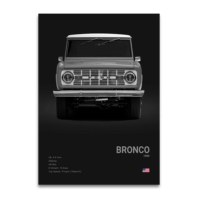 Toile Imprimée Ford Bronco (Noir)