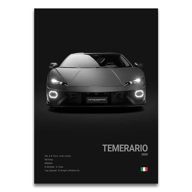Toile Imprimée Lamborghini Temerario (Noir)