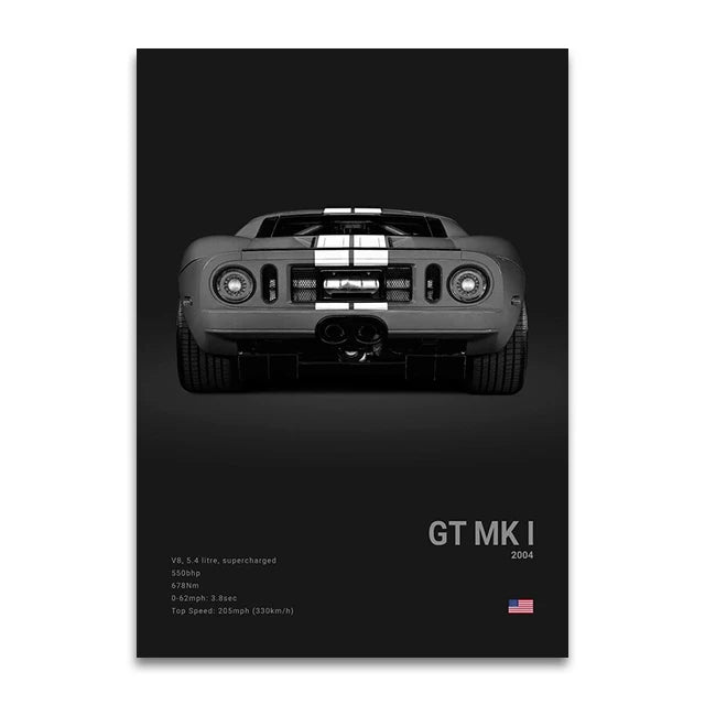 Toile Imprimée Ford GT 2004 (Noir)