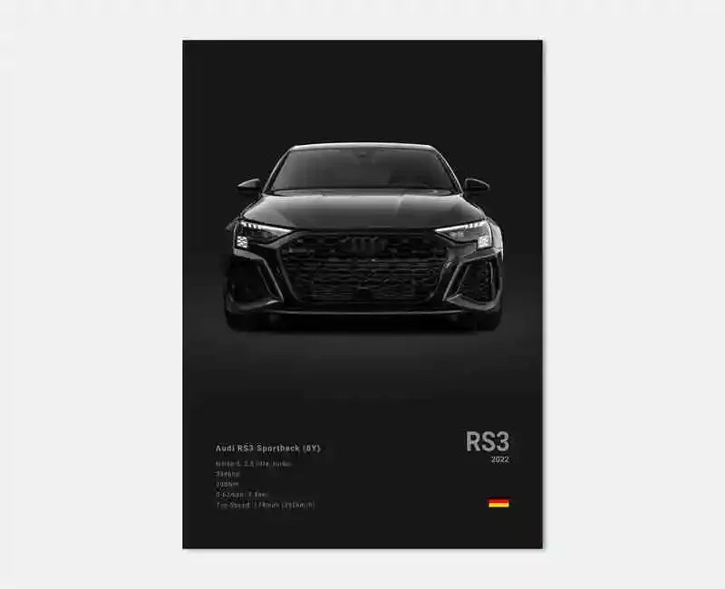 Toile Imprimée Audi RS3 2022 (Noir)