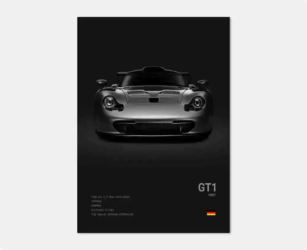 Toile Imprimée Porsche GT1 (Noir)