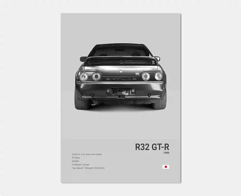 Toile Imprimée Nissan GTR R32 (Gris)