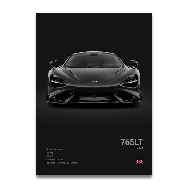 Toile Imprimée Mclaren 765LT (Noir)