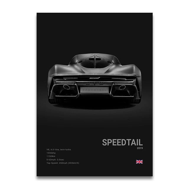 Toile Imprimée Mclaren Speedtail (Noir)