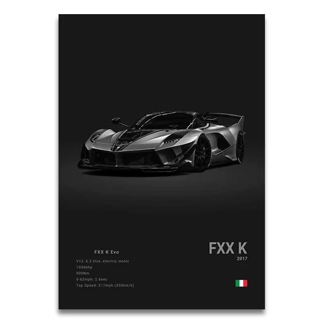 Toile Imprimée Ferrari FXX K (Noir)