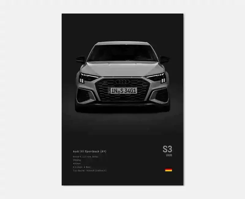 Toile Imprimée Audi S3 8Y (Noir)
