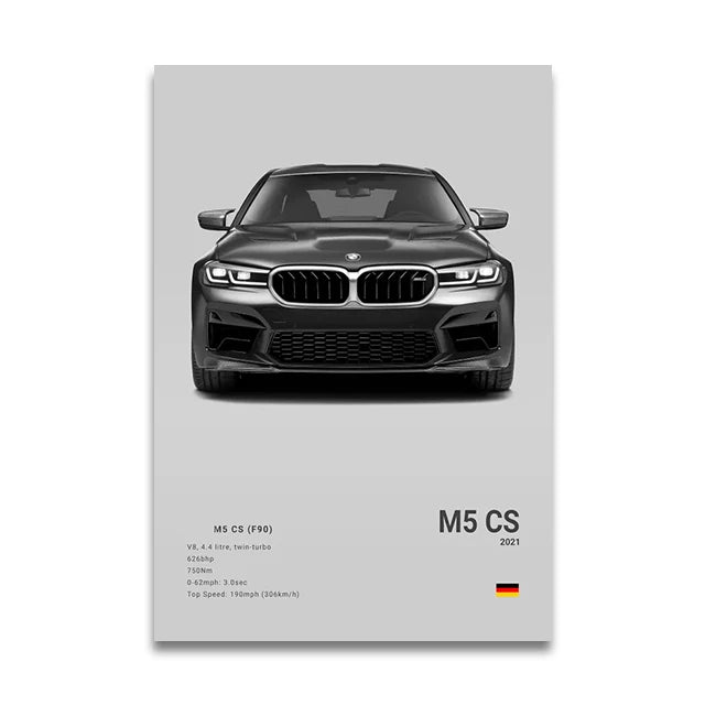 Toile Imprimée BMW F90 M5 CS (Gris)