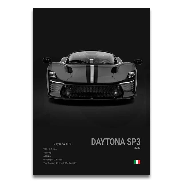 Toile Imprimée Ferrari Daytona SP3 (Noir)
