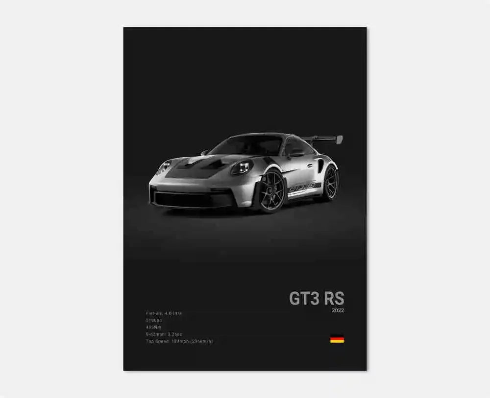 Toile Imprimée Porsche GT3 RS 2022 (Noir)