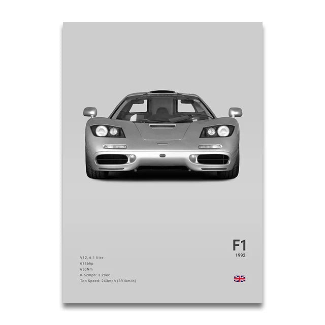 Toile Imprimée Mclaren F1 (Gris)