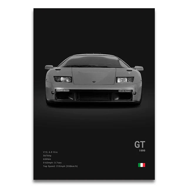 Toile Imprimée Lamborghini GT 1999 (Noir)