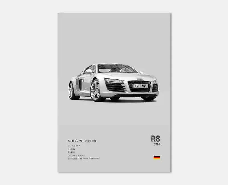 Toile Imprimée Audi R8 2006 (Gris)