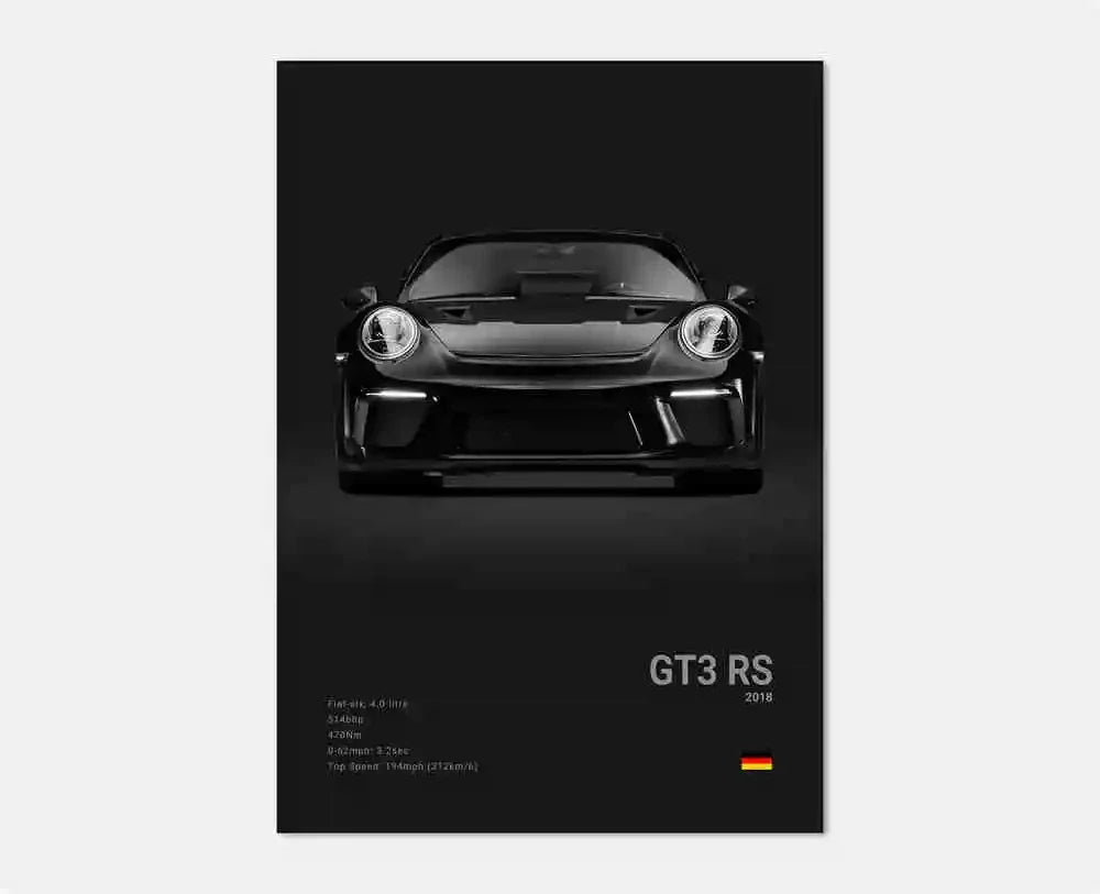 Toile Imprimée Porsche GT3 RS 2018 (Noir)