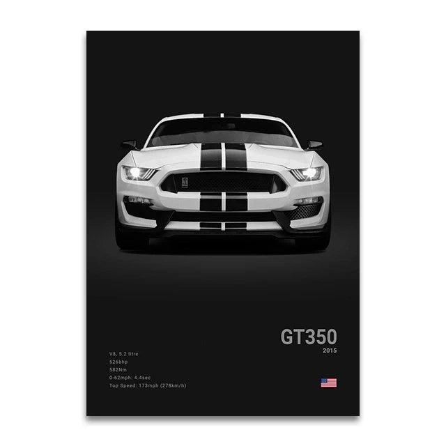 Toile Imprimée Ford Shelby GT350 (Noir)