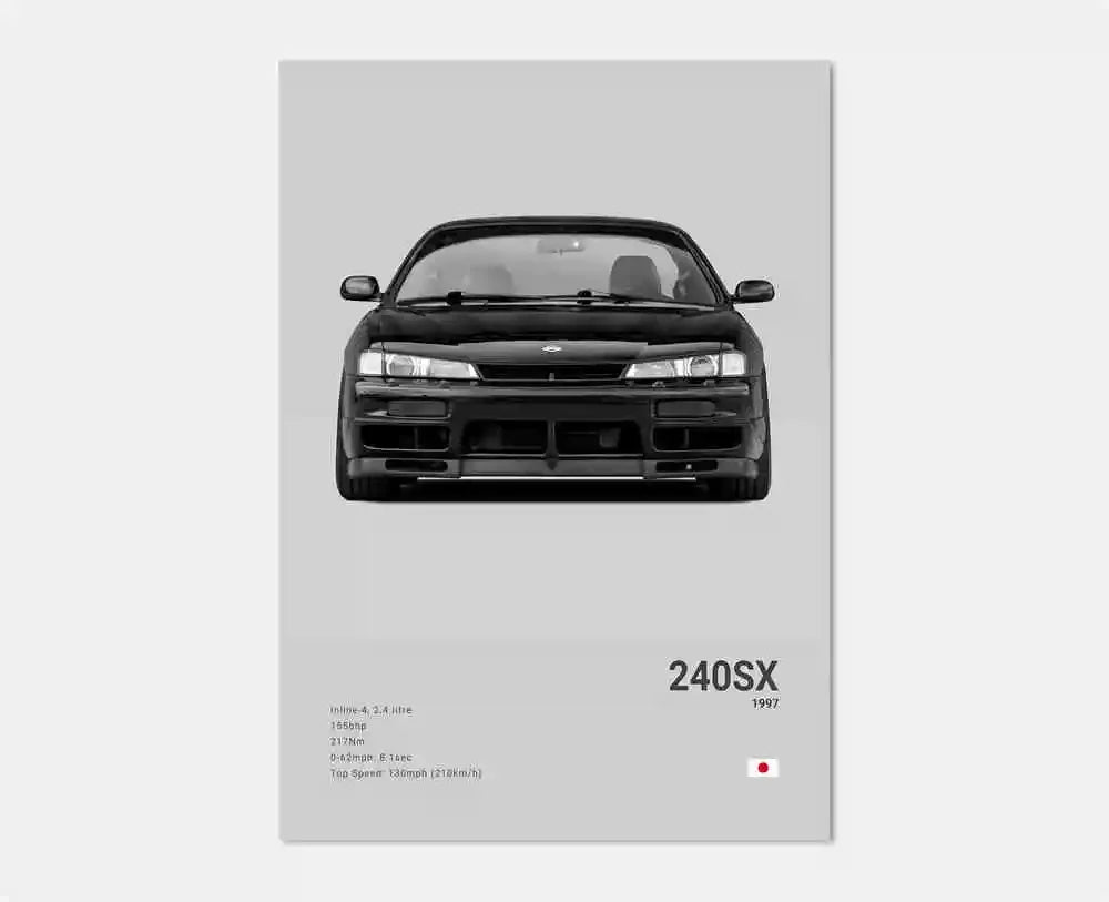 Toile Imprimée Nissan 240SX 1997 (Gris)