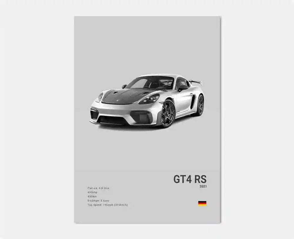 Toile Imprimée Porsche GT4 RS (Gris)