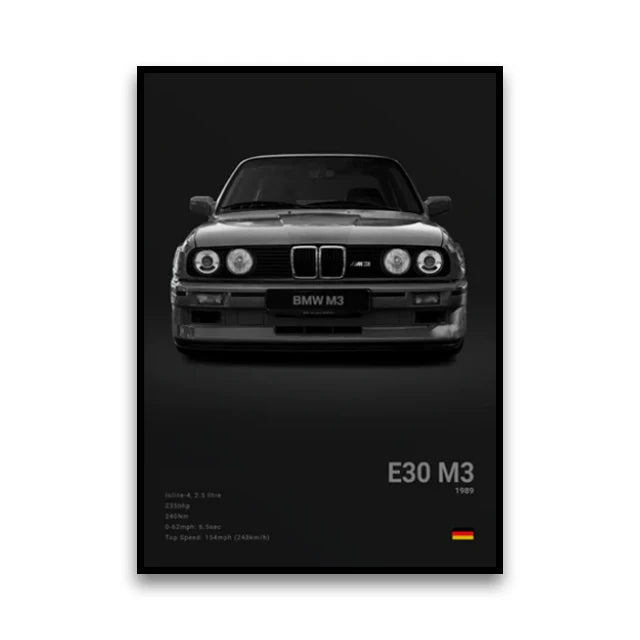 Toile Imprimée BMW E30 M3 (Noir)