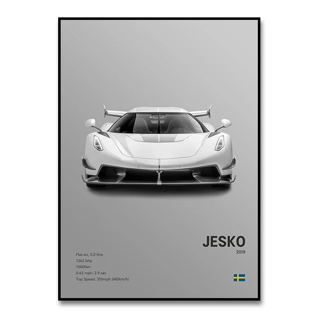 Toile Imprimée koenigsegg Jesko (Gris)