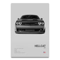 Toile Imprimée Dodge Challanger Hellcat (Gris)
