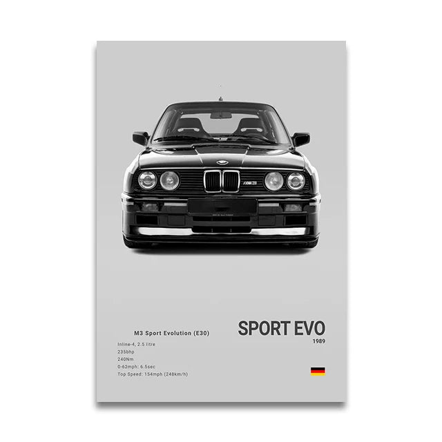 Toile Imprimée BMW M3 Sport Evo (Gris)