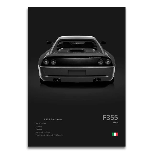 Toile Imprimée Ferrari F355 (Noir)