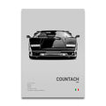 Toile Imprimée Lamborghini Countach 1988 (Gris)