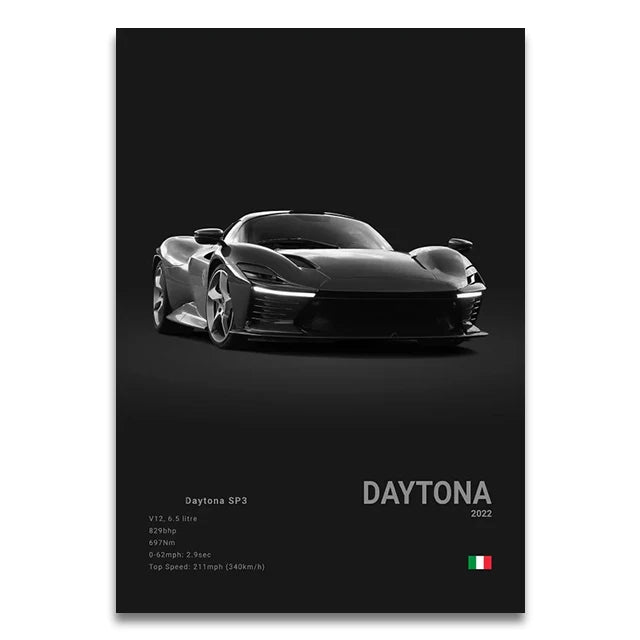Toile Imprimée Ferrari Daytona (Noir)