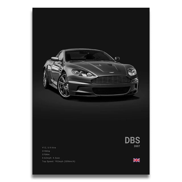 Toile Imprimée Aston Martin DBS 2007 (Noir)