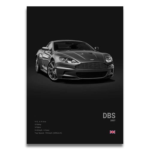 Toile Imprimée Aston Martin DBS 2007 (Noir)