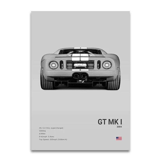 Toile Imprimée Ford GT 2004 (Gris)