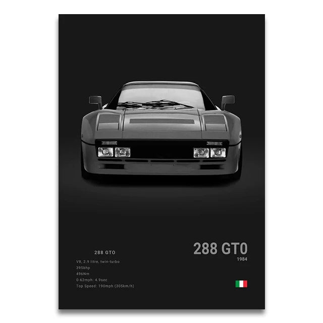 Toile Imprimée Ferrari 288 GTO (Noir)