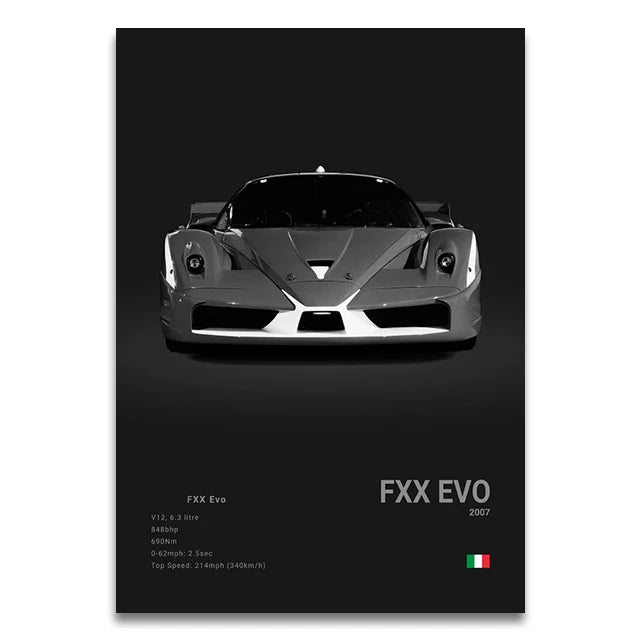 Toile Imprimée Ferrari FXX Evo (Noir)