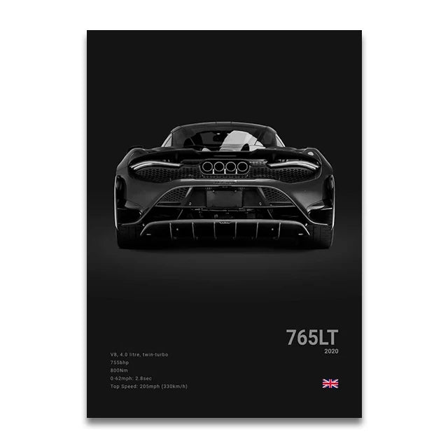 Toile Imprimée Mclaren 765LT (Noir)