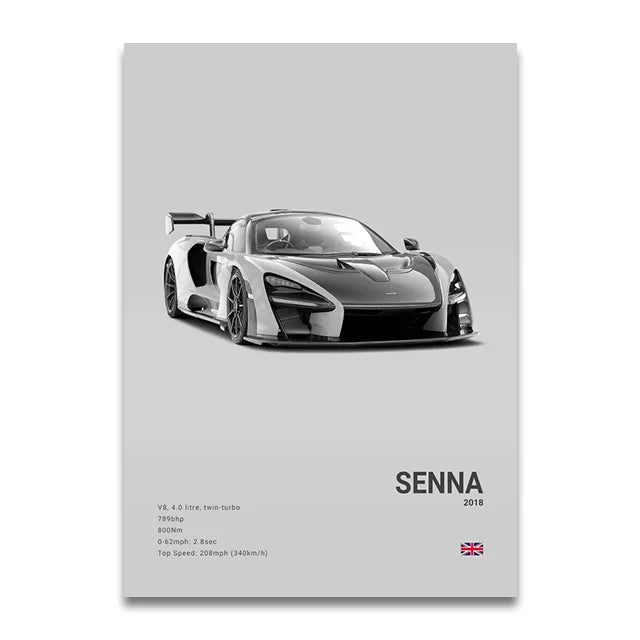 Toile Imprimée Mclaren Senna (Gris)