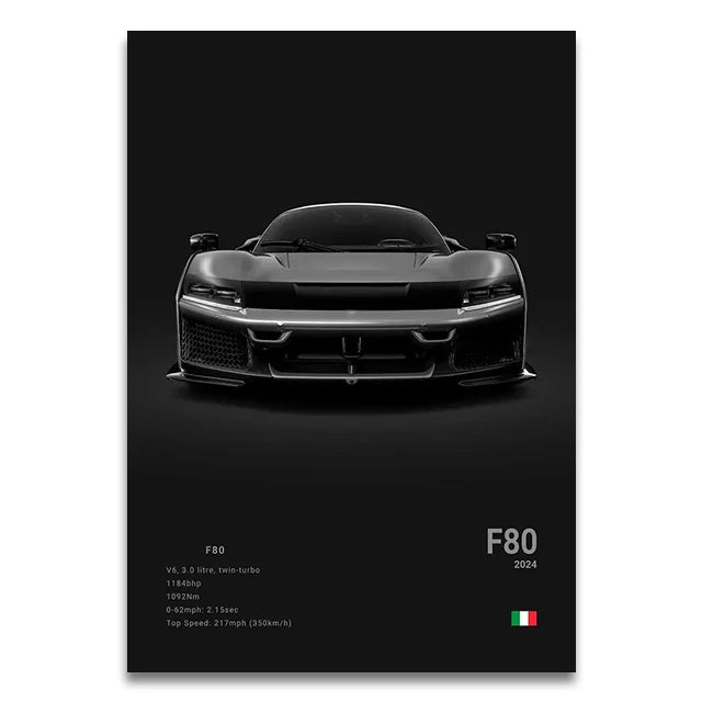 Toile Imprimée Ferrari F80 (Noir)