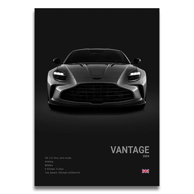Toile Imprimée Aston Martin Vantage 2024 (Noir)