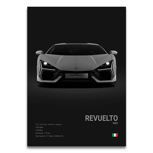 Toile Imprimée Lamborghini Revuelto (Noir)