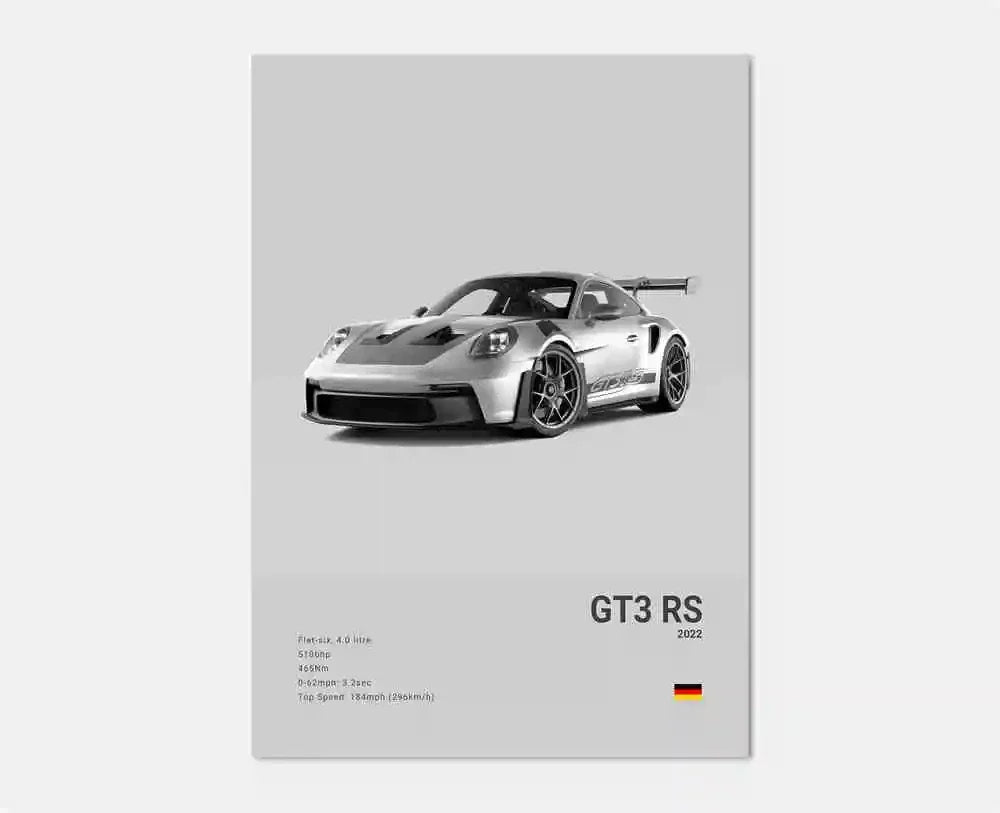 Toile Imprimée Porsche GT3 RS 2022 (Gris)