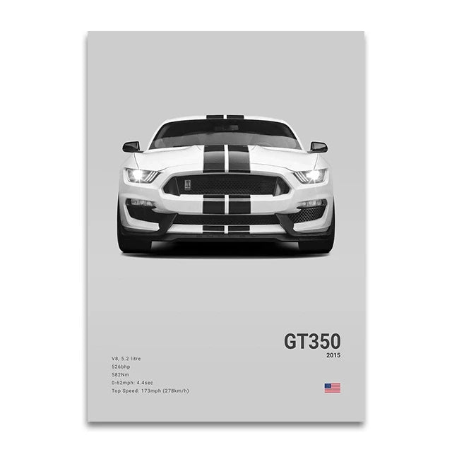 Toile Imprimée Ford Shelby GT350 (Gris)
