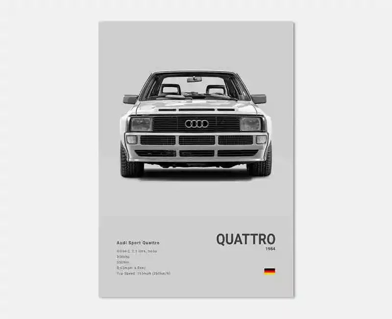 Toile Imprimée Audi Sport Quattro (Gris)
