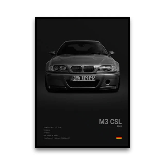 Toile Imprimée BMW M3 CSL (Noir)