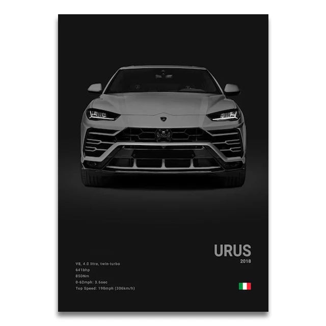 Toile Imprimée Lamborghini Urus (Noir)
