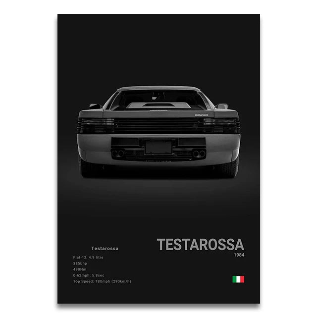 Toile Imprimée Ferrari Testarossa (Noir)