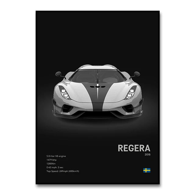 Toile Imprimée koenigsegg Regera (Noir)
