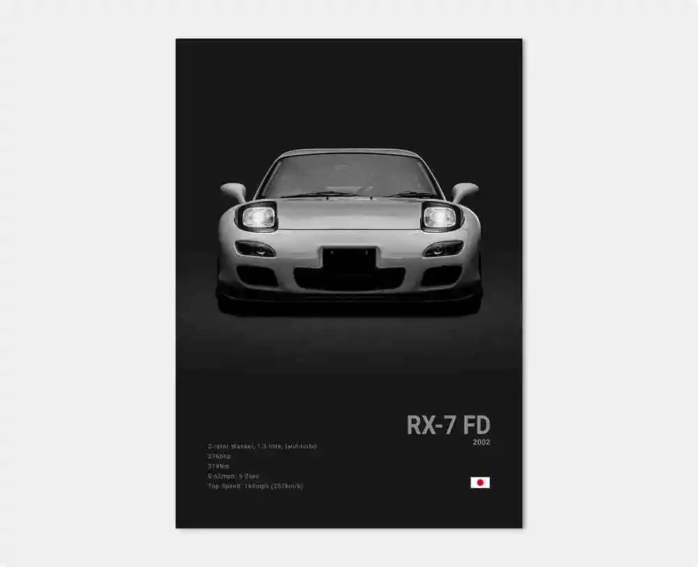Toile Imprimée Mazda RX-7 FD (Noir)