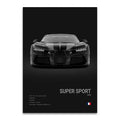Toile Imprimée Bugatti Chiron SS (Noir)