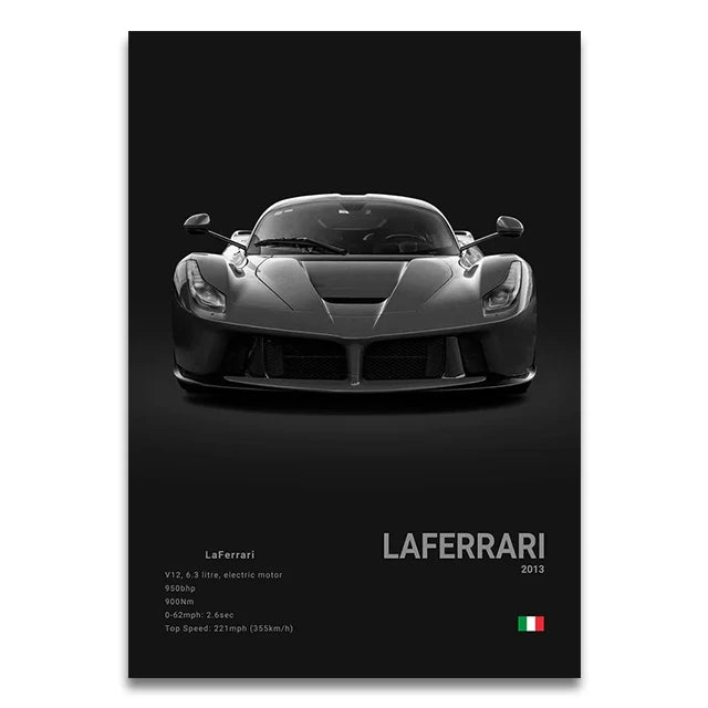 Toile Imprimée Ferrari LaFerrari (Noir)