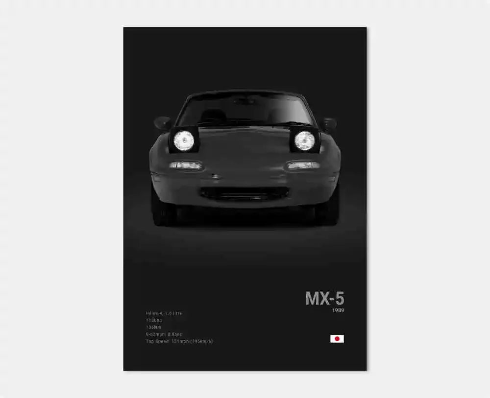 Toile Imprimée Mazda MX-5 1989 (Noir)