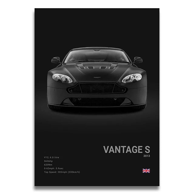Toile Imprimée Aston Martin Vantage S 2013 (Noir)